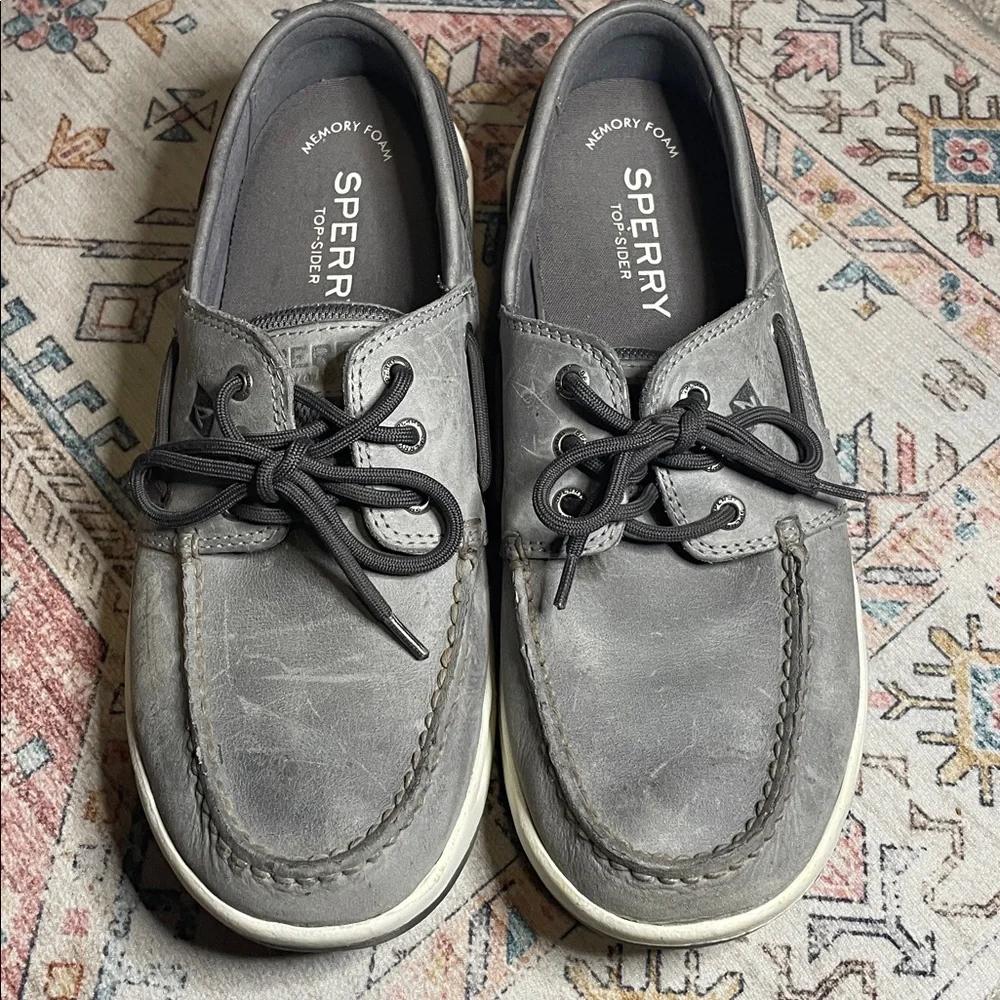Sperry Top-Sider Men’s 10M Charcoal Gray Boat Shoes Lace-Up Casual Deck Shoes